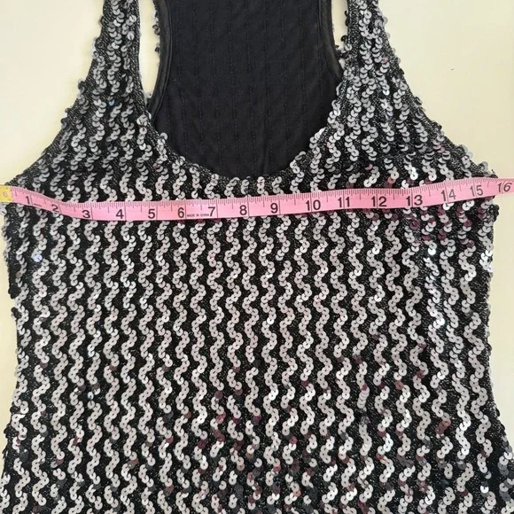 VTG Sparkly Sequin Halter Top M Sleeveless Glittery Party Night Club Disco Y2K - Picture 14 of 15